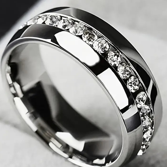 ✨ 6mm Silver Color Zircon Circle Stainless Steel Ring - Sleek Statement Piece ✨ - Picture 4 of 6